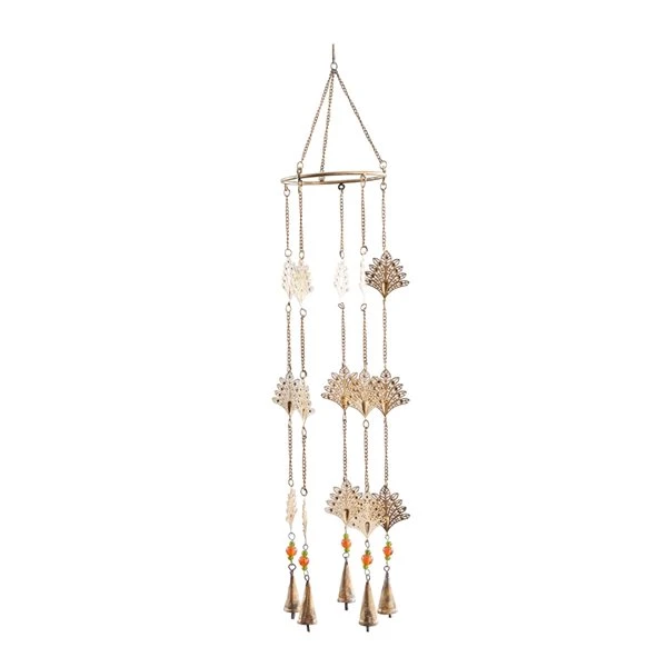 330942361_MainImage_001_l.jpg Grayson Lane 30-in Eclectic Gold Metal Wind Chime with Dangling Peacock Tails -GRAYSON LANE shop 330942361 MainImage 001 l