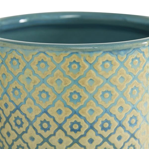 Grayson Lane 7 3/4-in x 7 1/2-in Blue Stoneware Contemporary Planters - Set of 3 3 Grayson Lane 7 3/4-in x 7 1/2-in Blue Stoneware Contemporary Planters - Set of 3 - Image 3