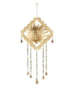 Grayson Lane 30-in Bohemian Gold Metal Sunface Wind Chime