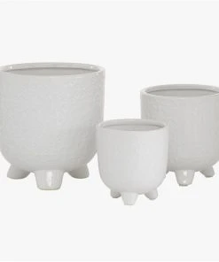 Grayson Lane 7 3/4-in x 7 1/2-in White Stoneware Contemporary Planters - Set of 3 -GRAYSON LANE shop 330942393 AlternateImage5 l