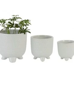 Grayson Lane 7 3/4-in x 7 1/2-in White Stoneware Contemporary Planters - Set of 3
