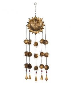 Grayson Lane 37-in Bohemian Gold Metal Sunface Wind Chime -GRAYSON LANE shop 330942398 AlternateImage5 l