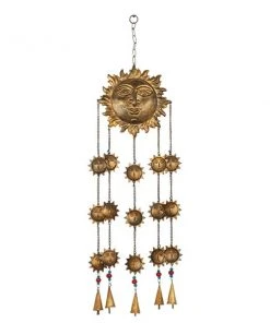 Grayson Lane 37-in Bohemian Gold Metal Sunface Wind Chime