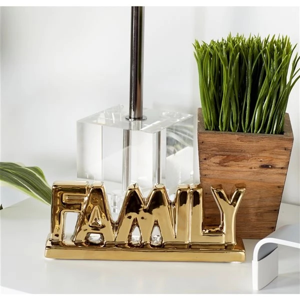 Grayson Lane Glam Silver/Gold Porcelain Family Sign Tabletop Decoration - Set of 2 2 Grayson Lane Glam Silver/Gold Porcelain Family Sign Tabletop Decoration - Set of 2 - Image 2