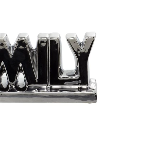 Grayson Lane Glam Silver/Gold Porcelain Family Sign Tabletop Decoration - Set of 2 4 Grayson Lane Glam Silver/Gold Porcelain Family Sign Tabletop Decoration - Set of 2 - Image 4