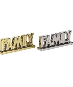 Grayson Lane Glam Silver/Gold Porcelain Family Sign Tabletop Decoration - Set of 2