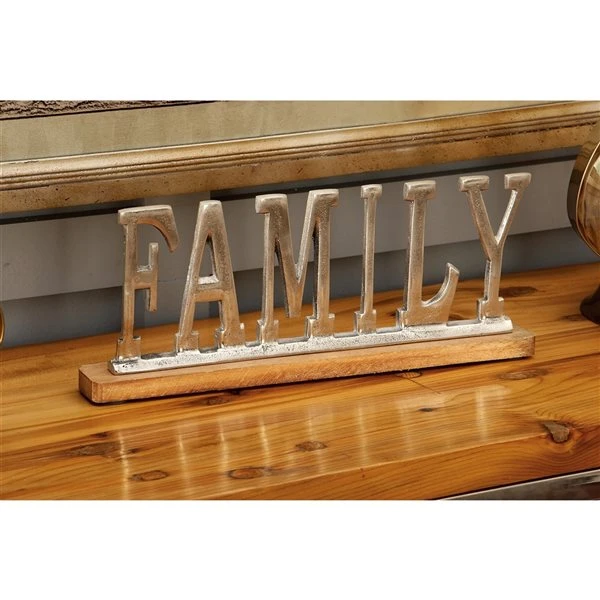 Grayson Lane Glam Silver Metal and Wood Family Sign Tabletop Decoration 2 Grayson Lane Glam Silver Metal and Wood Family Sign Tabletop Decoration - Image 2