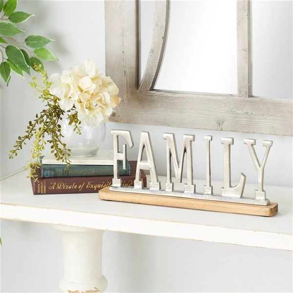 Grayson Lane Glam Silver Metal and Wood Family Sign Tabletop Decoration 3 Grayson Lane Glam Silver Metal and Wood Family Sign Tabletop Decoration - Image 3