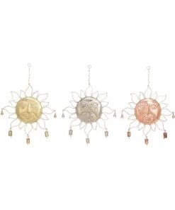 Grayson Lane 17-in Metallic Sunface Wind Chime - Set of 3