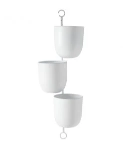 Grayson Lane 12-in x 25-in White Metal Contemporary Hanging Planter