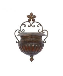 Grayson Lane 12-in x 18-in Dark Brown Iron Traditional Hanging Planter