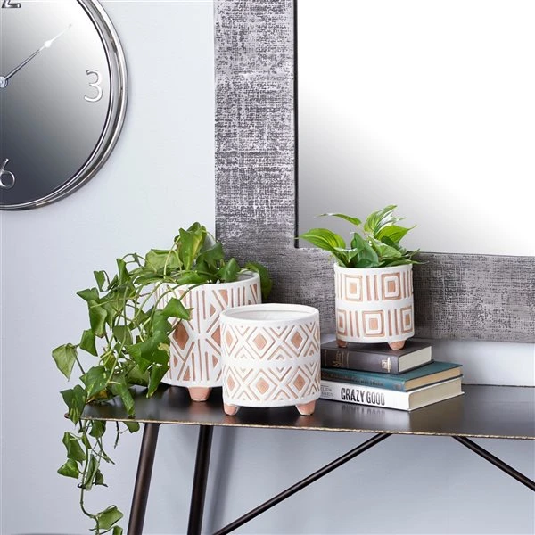 Grayson Lane 6 3/4-in x 8-in White Porcelain Contemporary Planters - Set of 3 2 Grayson Lane 6 3/4-in x 8-in White Porcelain Contemporary Planters - Set of 3 - Image 2