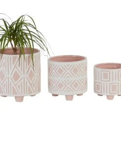 Grayson Lane 6 3/4-in x 8-in White Porcelain Contemporary Planters - Set of 3