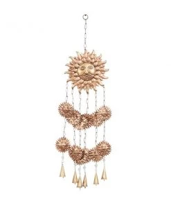 Grayson Lane 35-in Gold Metal Sunface Wind Chime with Marble Glass Beads