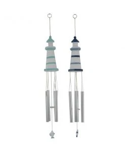 Grayson Lane 30-in Coastal White Wooden Lighthouse Wind Chime