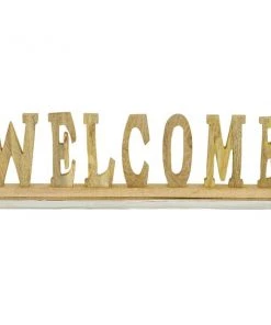 Grayson Lane Brown Wood/Aluminum Welcome Sign Tabletop Decoration