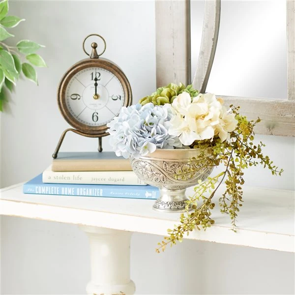 Grayson Lane 8-in x 6-in Silver Iron Traditional Planter 2 Grayson Lane 8-in x 6-in Silver Iron Traditional Planter - Image 2