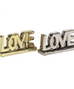 Grayson Lane Glam Silver/Gold Porcelain Love Sign Tabletop Decoration - Set of 2