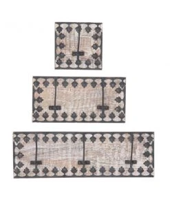 Grayson Lane Decorative Light Brown Mango Wood Wall Hooks - Set of 3