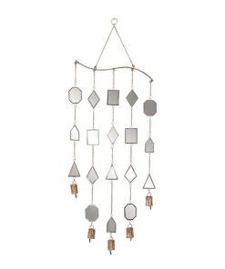 Grayson Lane 32-in Bohemian Gold Dangling Mirrors Wind Chime with Brass Bells
