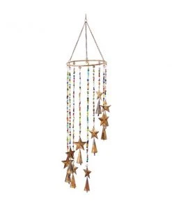 Grayson Lane 26-in Gold Metal Stars Wind Chime with Bells and Multicoloured Beads -GRAYSON LANE shop 330942482 AlternateImage5 l