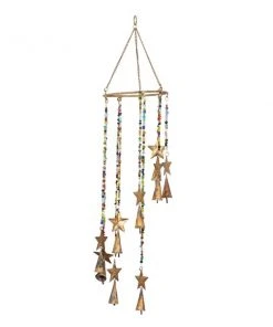Grayson Lane 26-in Gold Metal Stars Wind Chime with Bells and Multicoloured Beads