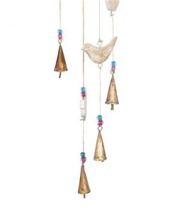 Grayson Lane 32-in Gold Wood Wide Cone-Shaped Wind Chime with Birds -GRAYSON LANE shop 330942483 AlternateImage4 l