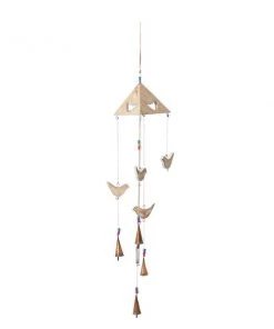 Grayson Lane 32-in Gold Wood Wide Cone-Shaped Wind Chime with Birds -GRAYSON LANE shop 330942483 AlternateImage5 l