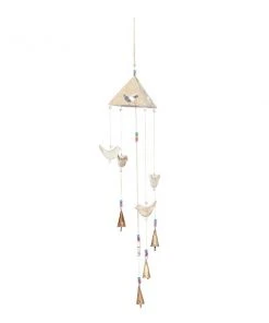 Grayson Lane 32-in Gold Wood Wide Cone-Shaped Wind Chime with Birds