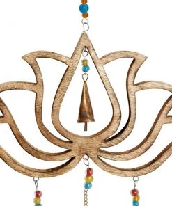 Grayson Lane 30-in Gold Wood Lotus Flower Wind Chime with Cone-Shaped Bells -GRAYSON LANE shop 330942484 AlternateImage3 l