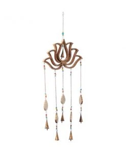 Grayson Lane 30-in Gold Wood Lotus Flower Wind Chime with Cone-Shaped Bells -GRAYSON LANE shop 330942484 AlternateImage5 l