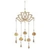 Grayson Lane 30-in Gold Wood Lotus Flower Wind Chime with Cone-Shaped Bells
