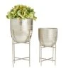 Grayson Lane 6-in x 12-in Silver Iron Modern Planters - Set of 2