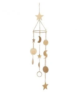 Grayson Lane 39-in Eclectic Gold Celestial Metal Wind Chime