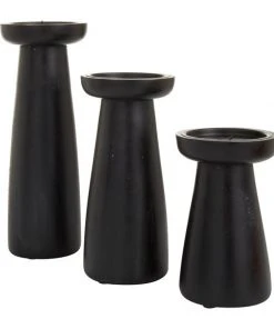 Grayson Lane 1-Candle Black Wood Pillar Candle Holders - 3-Piece 4 Grayson Lane 1-Candle Black Wood Pillar Candle Holders - 3-Piece -GRAYSON LANE shop 330942514 AlternateImage5 l