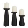 Grayson Lane 1-Candle Black Wood Pillar Candle Holders - 3-Piece