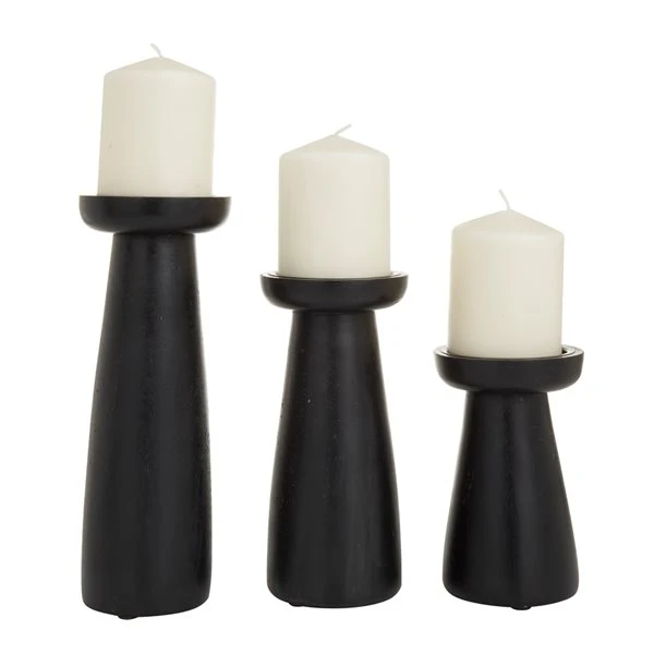 330942514_MainImage_001_l.jpg Grayson Lane 1-Candle Black Wood Pillar Candle Holders - 3-Piece -GRAYSON LANE shop 330942514 MainImage 001 l