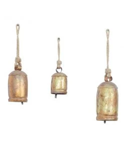 Grayson Lane 22-in Contemporary Gold Metal Chestnuts and Bells Wind Chime with Rope Hangers - Set of 3 -GRAYSON LANE shop 330942517 AlternateImage5 l