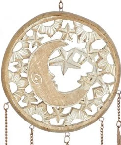 Grayson Lane 41-in Cream Wood Crescent Moon and Stars Wind Chime with Triangular Bells -GRAYSON LANE shop 330942521 AlternateImage4 l