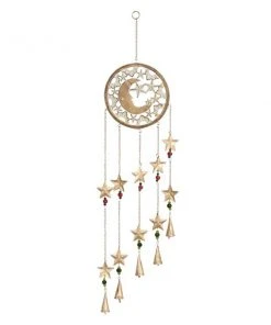 Grayson Lane 41-in Cream Wood Crescent Moon and Stars Wind Chime with Triangular Bells