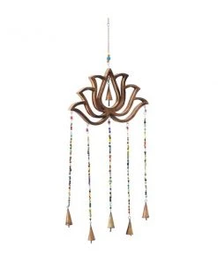 Grayson Lane 30-in Gold Wood Lotus Flower Wind Chime with Multicoloured Glass Beads -GRAYSON LANE shop 330942524 AlternateImage5 l