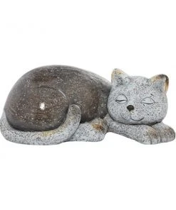 Grayson Lane 7-in H x 15-in W Grey Cat Garden Statue