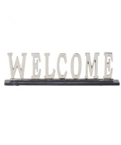 Grayson Lane Glam Silver Aluminum Welcome Sign Tabletop Decoration