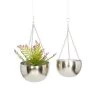 Grayson Lane 9-in x 6-in Silver Metal Glam Hanging Planters - Set of 2