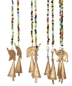 Grayson Lane 26-in Gold Metal Elephant Wind Chime with Bells and Multicoloured Glass Beads -GRAYSON LANE shop 330942540 AlternateImage3 l