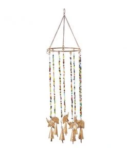 Grayson Lane 26-in Gold Metal Elephant Wind Chime with Bells and Multicoloured Glass Beads -GRAYSON LANE shop 330942540 AlternateImage5 l
