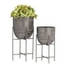 Grayson Lane 5-in x 12-in Grey Iron Modern Planters - Set of 2