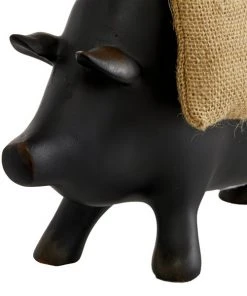 Grayson Lane Farmhouse Black Resin/Stone Pig Blackboard with Burlap Bag and Chicken Sculpture Tabletop Decoration -GRAYSON LANE shop 330942573 AlternateImage5 l