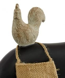 Grayson Lane Farmhouse Black Resin/Stone Pig Blackboard with Burlap Bag and Chicken Sculpture Tabletop Decoration -GRAYSON LANE shop 330942573 AlternateImage6 l