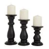 Grayson Lane 1-Candle Wood Pillar Candle Holders - Black - Set of 3